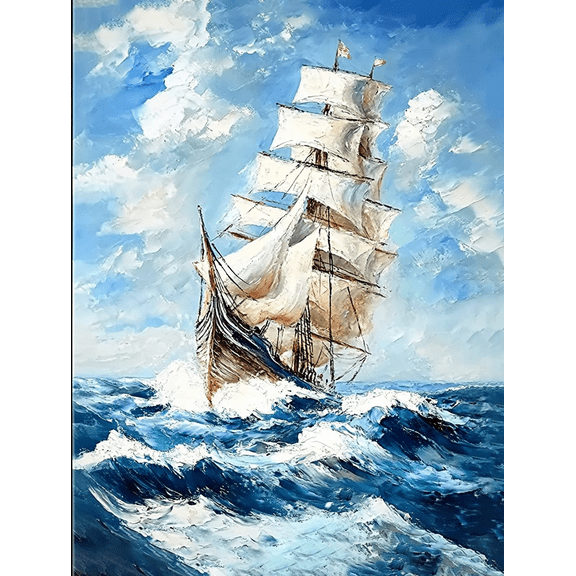 Ocean Sailing Ship Canvas Wall Art, Perfect for Living Room, Bedroom, Office, Dining Room, and Hallway Decoration.