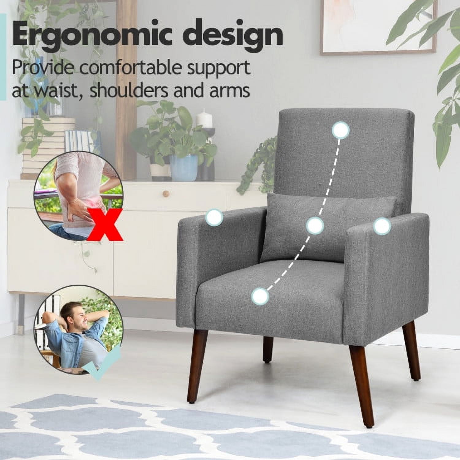 Finihen Rocking Chair, 2-in-1 Fabric Upholstered Rocking Chair, Armchair with Pillow, for Living Room, Gray Finihen Rocking Chair, 2-in-1 Fabric Upholstered Rocking Chair, Armchair with Pillow, for Living Room, Gray