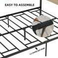 Kitsin Metal Bed Frame Queen Size with Wood Headboard and Metal Slats