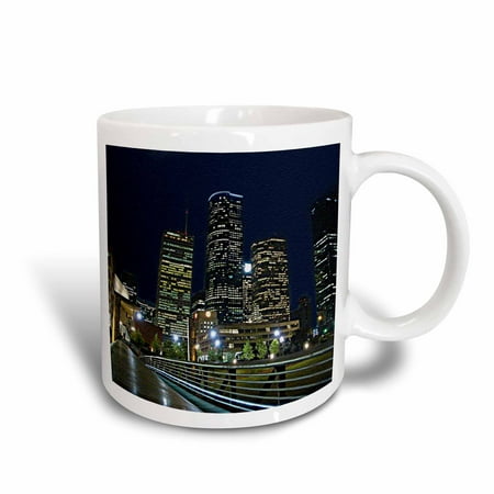 3dRose Houston Downtown Cityscape at Night, Texas, Textured Artwork Photo, Ceramic Mug, (Best Pecan Pie In Houston Texas)