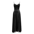 thumbnail image 6 of XIAOCHA Women's Summer Elegant Maxi Dress V Neck Thin Spaghetti Strap Satin Solid Flowy Floor Evening Gown, 6 of 6