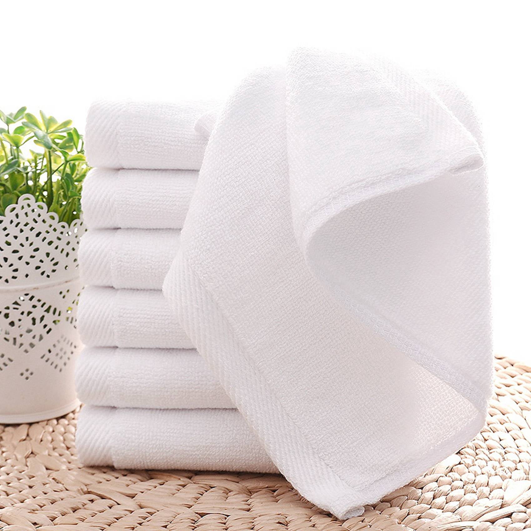 21PCS Towels Cotton White Superior Hotel Quality Soft Face Hand Towels 30X30cm