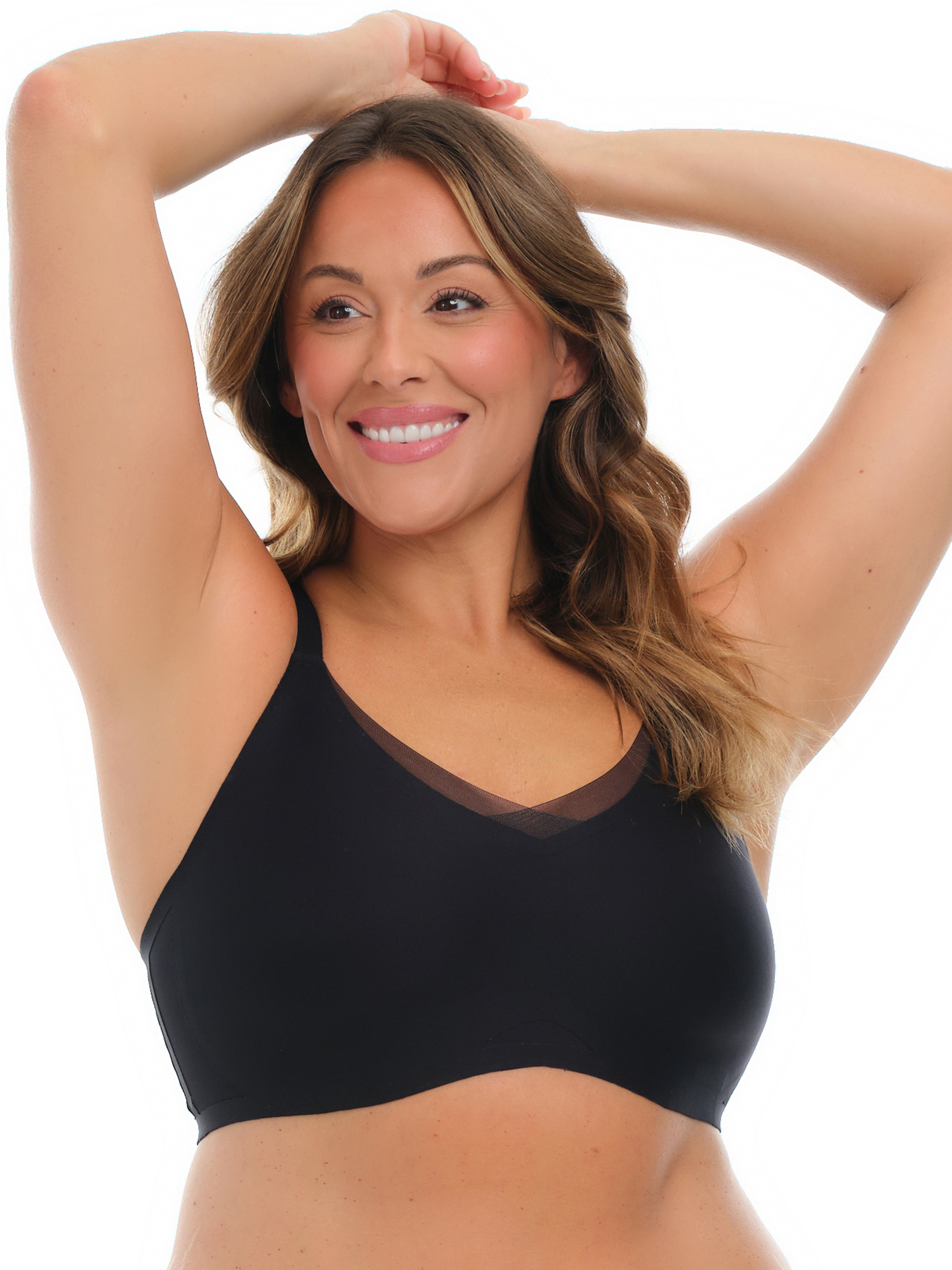 Joyspun Women’s Wireless Bonded Bra with Mesh Inserts, Sizes XS-XXXL