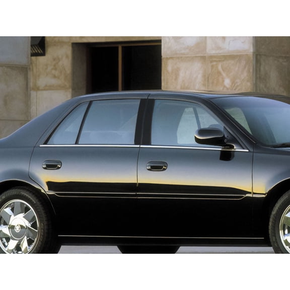 Rvinyl Pillar Post Window Trim Compatible with Cadillac DTS 2006-2011 (Sedan) - Gloss (Black)