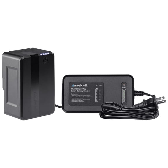 Westcott MV95 Mini 95Wh 14.8V 6400mAh Lithium-ion V-Mount Battery with D-Tap Charger, Black
