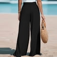 thumbnail image 4 of Linen Pants Women Summer Bow Tie Knot High Waisted Palazzo Pants Casual Flowy Beach Wide Leg Pant Black XL, 4 of 4