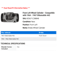 thumbnail image 2 of Front Left Wheel Cylinder - Compatible with 1964 - 1967 Oldsmobile 442 1965 1966, 2 of 2