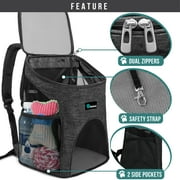 PetAmi Cat Backpack Carrier, Airline Approved Pet Carrier Backpack for Small Dogs and Large Cats, Soft Sided Collapsible Ventilated with Sherpa Bed for Hiking Travel, Max 18 lbs, Heather Charcoal
