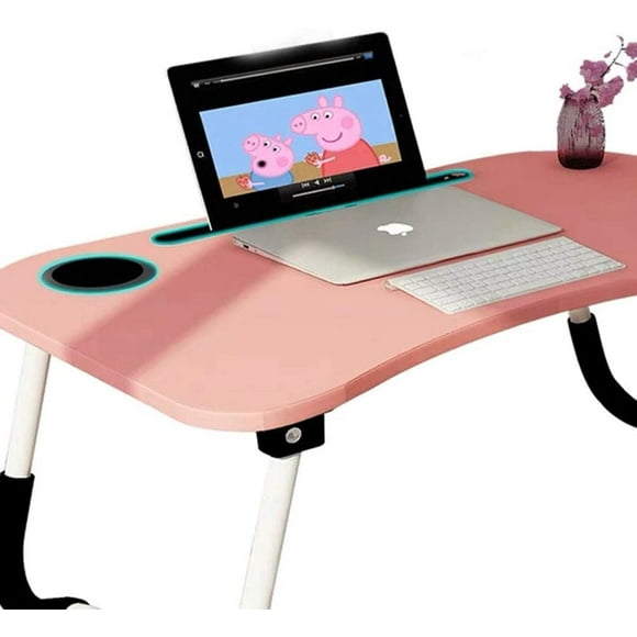 Notebook table, dormitory with small desk, bed with laptop table, folding table, small dormitory, with cup slot (60 x 40 cm)
