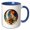 Blue/White, variant on 3drose, Alan Male Name, Moon, Man, Bison Head. Artsy, Brilliant Gift for Man, 11oz Two-tone Blue Mug