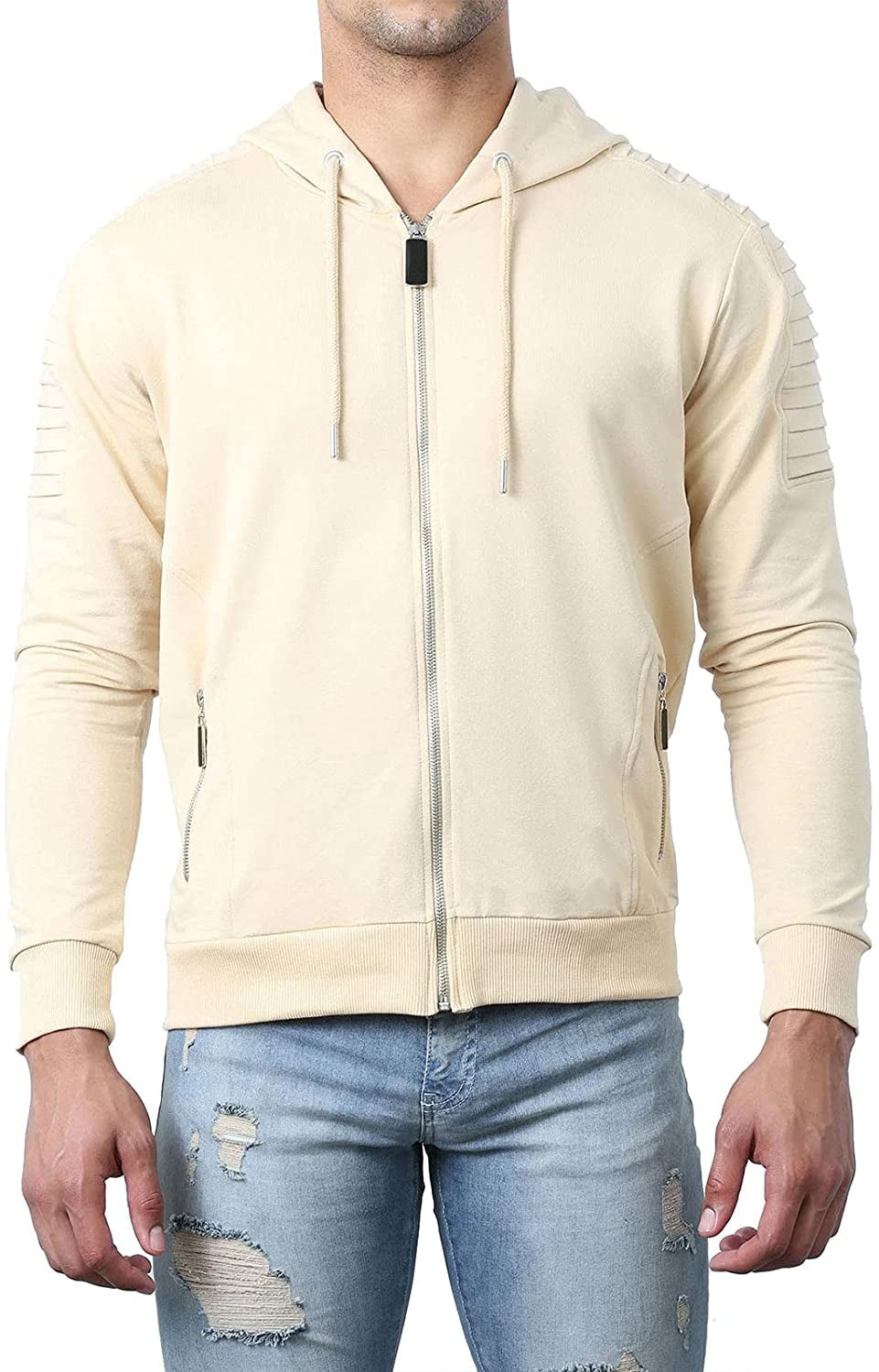 Man Shirt Casual Zipper Sports Hooded 