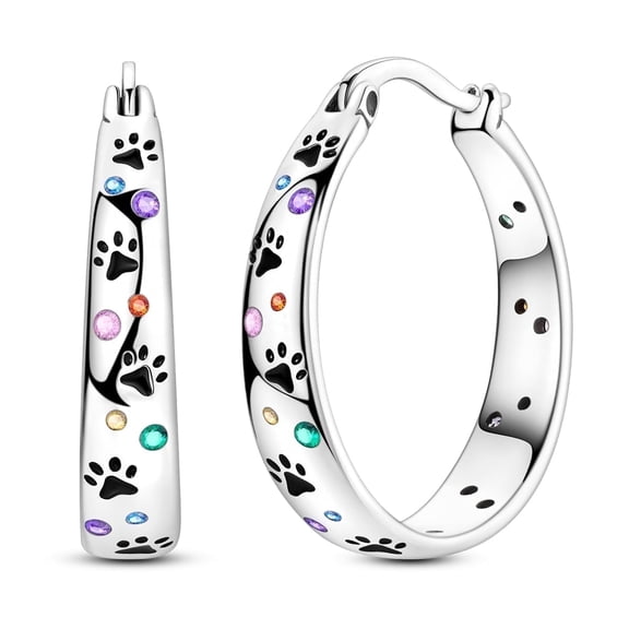 NARMO 925 Sterling Silver Colored Bubble Pawprint Hoop Earrings for Women Jewelry Making