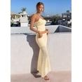 thumbnail image 2 of Women'S 2 Piece Outfits Ruffle Trim Crop Top and Low Rise Maxi Skirt Set Light Yellow XS, 2 of 6