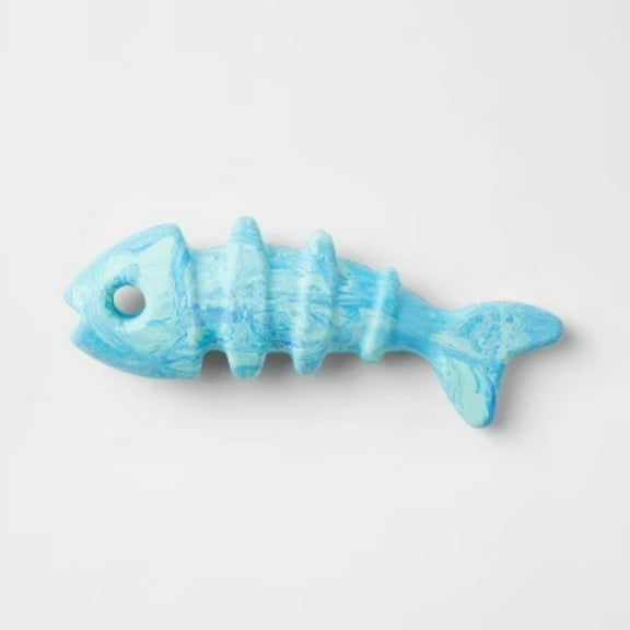 Fishbone Rubber Chew Dog Toy - Blue