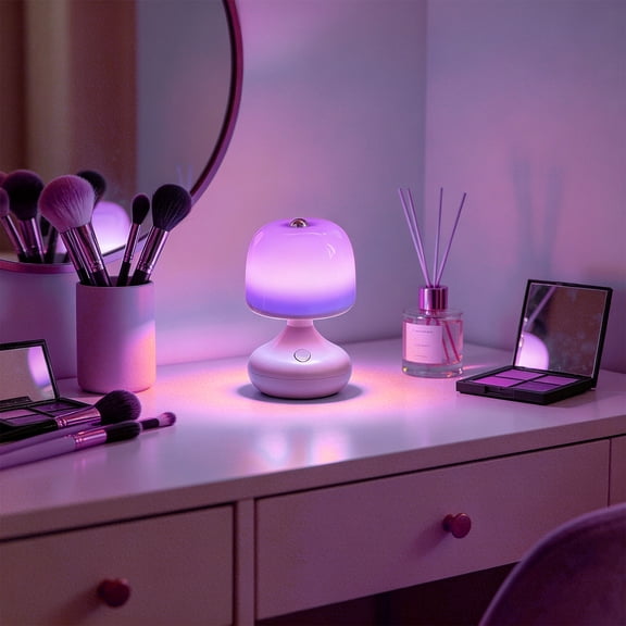 KOYPTL Mushroom Lamp Desk Lamp for Bedroom,Table Bedside Small Lamp for Living Room,Mushroom Decor Cute Mini Modern Lamps LED Night Light for Night Stands,Study,Aesthetic Home Coffee Decor Purple