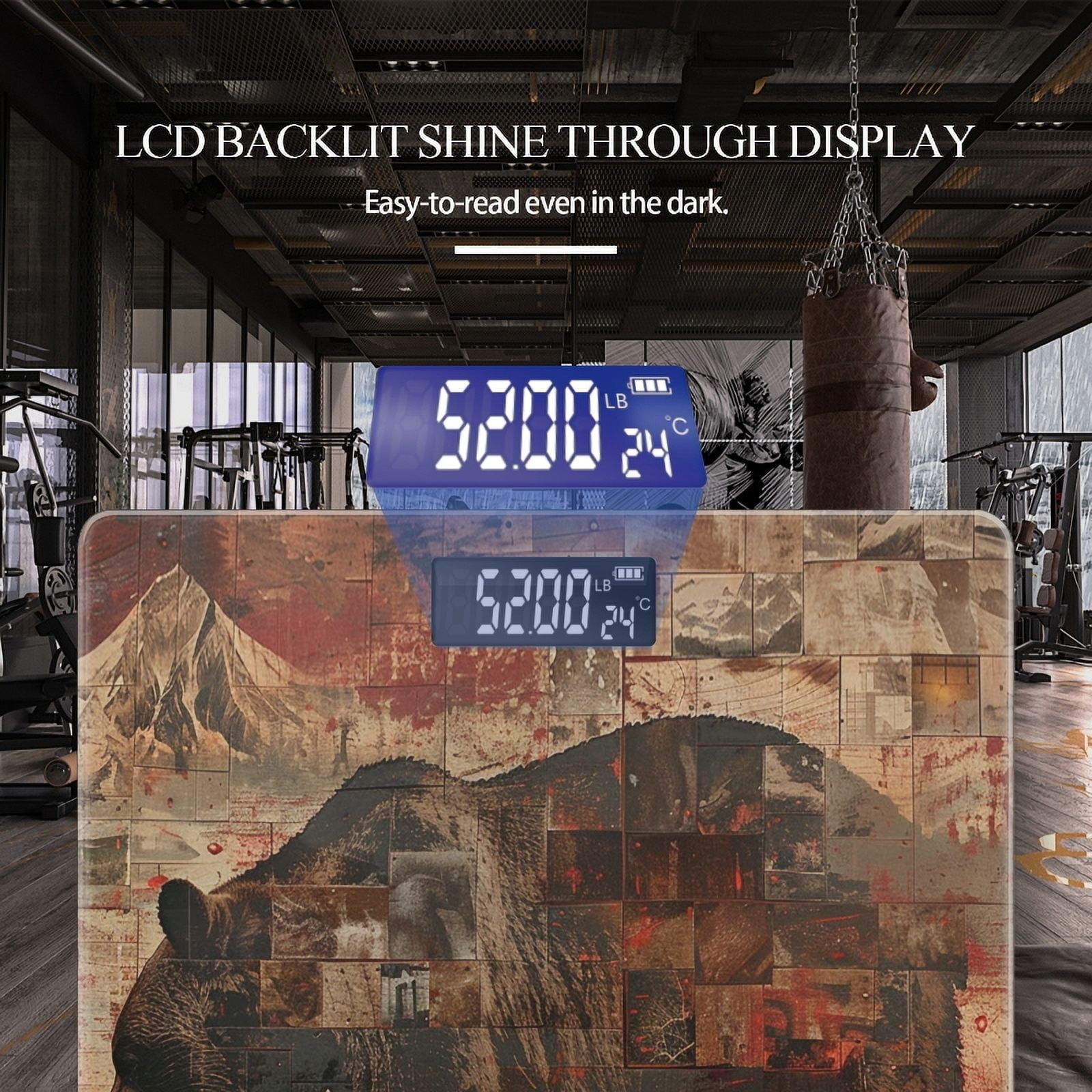 High Precision Body Weight Scale Smart Bathroom Scales with Large LCD Display(400lbs),Decorative for Bedroom-Grizzly Bear Walking Through The Wilderness