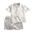 thumbnail image 4 of Men Summer Pajamas Set  Solid Color Button Top+Short Pants Sleepwear, 4 of 6