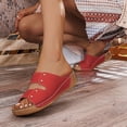 thumbnail image 3 of Orthopedic Sandals for Women Fashion Studded Splice Band Platform Slides Thick Cushion Slip on Low Wedge Slippers Red Size 9.5, 3 of 8