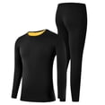 thumbnail image 1 of Conjuntos de ropa interior térmica para mujer, capa base térmica ligera, conjunto de 2 piezas, superior e inferior, negro, 1 of 8