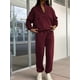 thumbnail image 5 of Conjunto Deportivo de 2 Piezas para Mujer: Sudadera de con Media Cremallera y Pantalón de Chándal Vino Tinto XXL, 5 of 8
