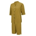 thumbnail image 5 of GILIGEGE Linen Sets for Women 2 Piece Summer Womens Daily Casual Solid Long Sleeve Shirt Tops Pockets Pants Shirt Trousers Set Tracksuit Lounge Matching Sets Gold S, 5 of 9