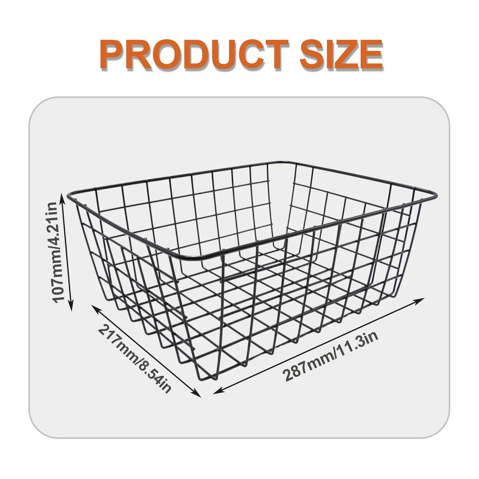 2-Pack Black Metal Wire Storage Baskets, Multi-Use Organizer Bins for Kitchen Pantry Laundry, 11 x 8.5 x 4.7 inches Home Organization