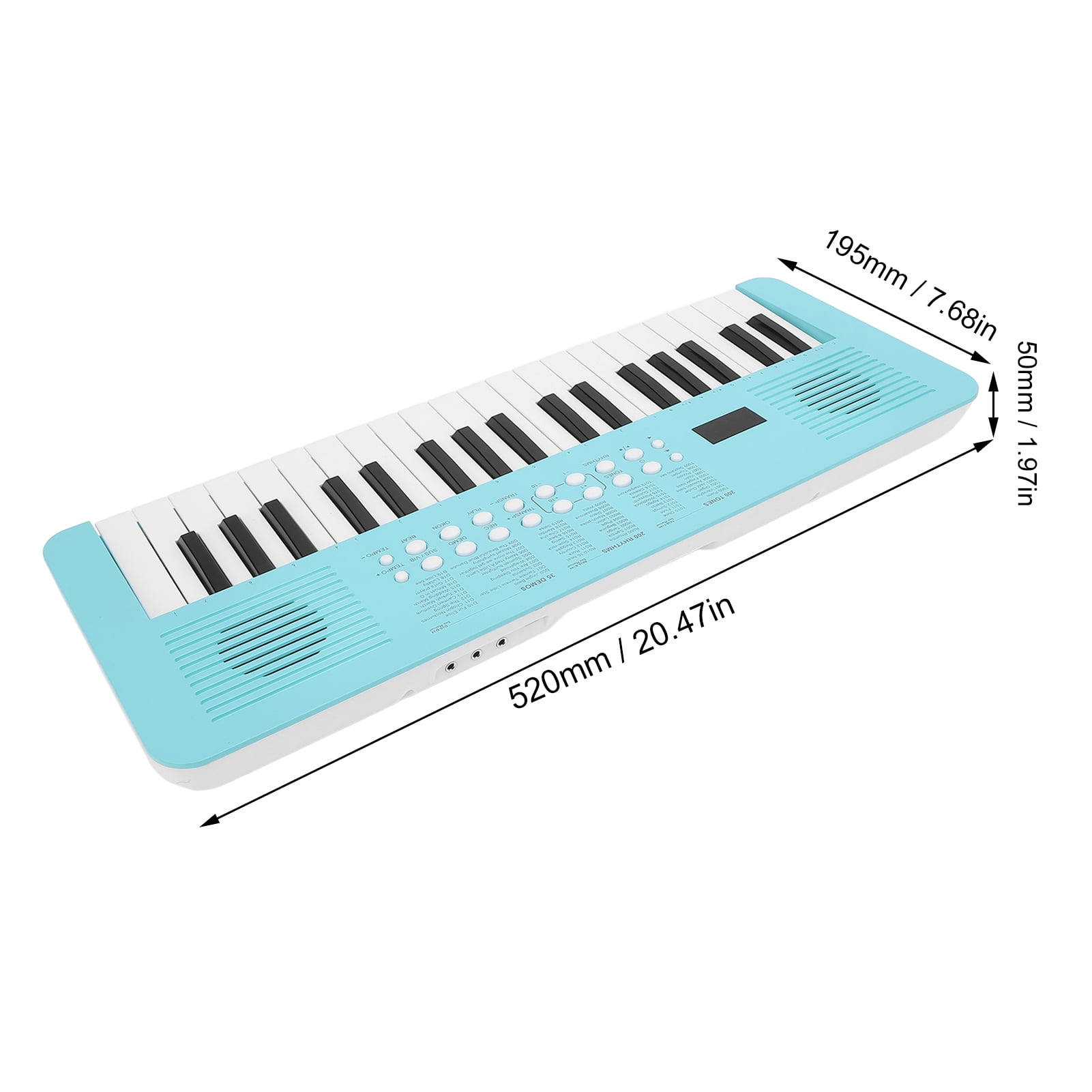 LAZIOEGR 37 Key Electronic Keyboard Digital Piano with Microphone, 200 Tones 200 Rhythms 35 Demos, Portable Musical Instrument Gift, Blue