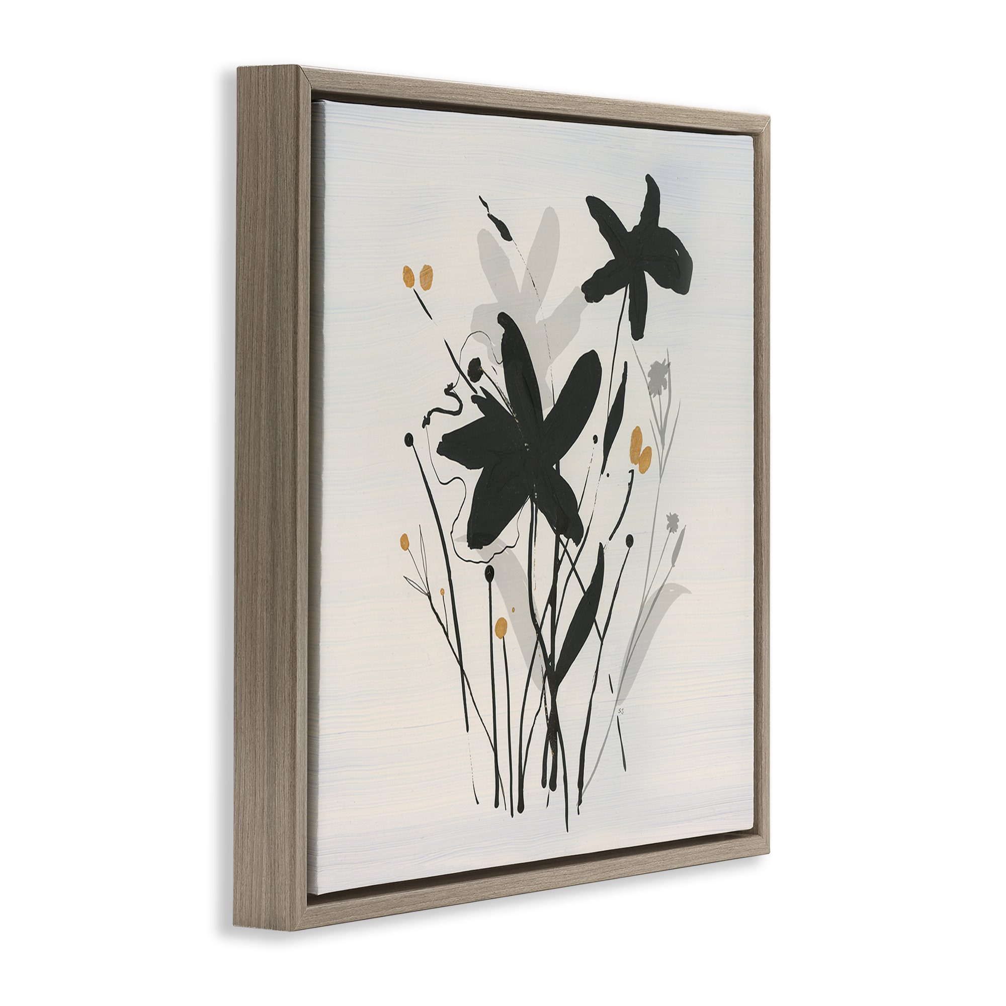 Stupell Industries Impressions of Flowers Plants & Flowers Painting Brown Floater Framed Canvas Art Print Wall Art, 18 x 18
