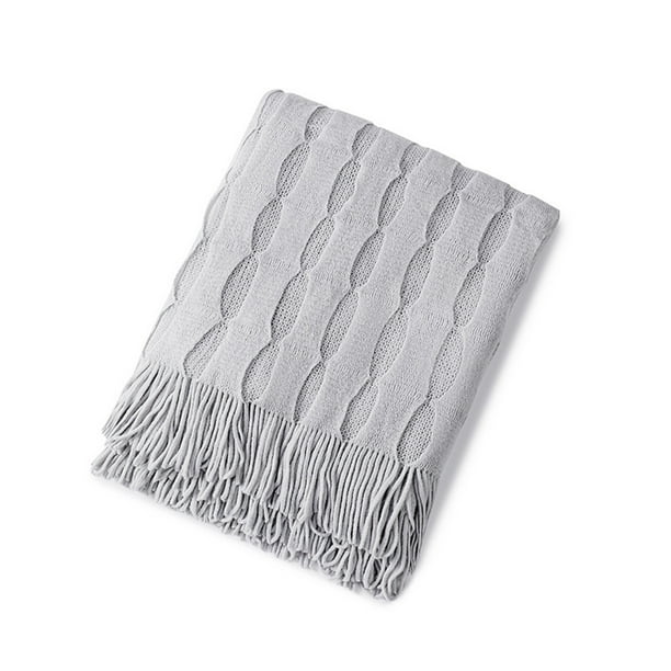 Sofa Vama Ropa de Cama Manta de punto suave, manta con flecos, manta para sofá, manta para dormir, 176 x 127 cm for Navideño