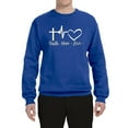 thumbnail image 2 of Wild Bobby, Faith.Hope.Love Heart Beat, Inspirational/Christian, Unisex Crewneck Graphic Sweatshirt, Royal, Small, 2 of 4