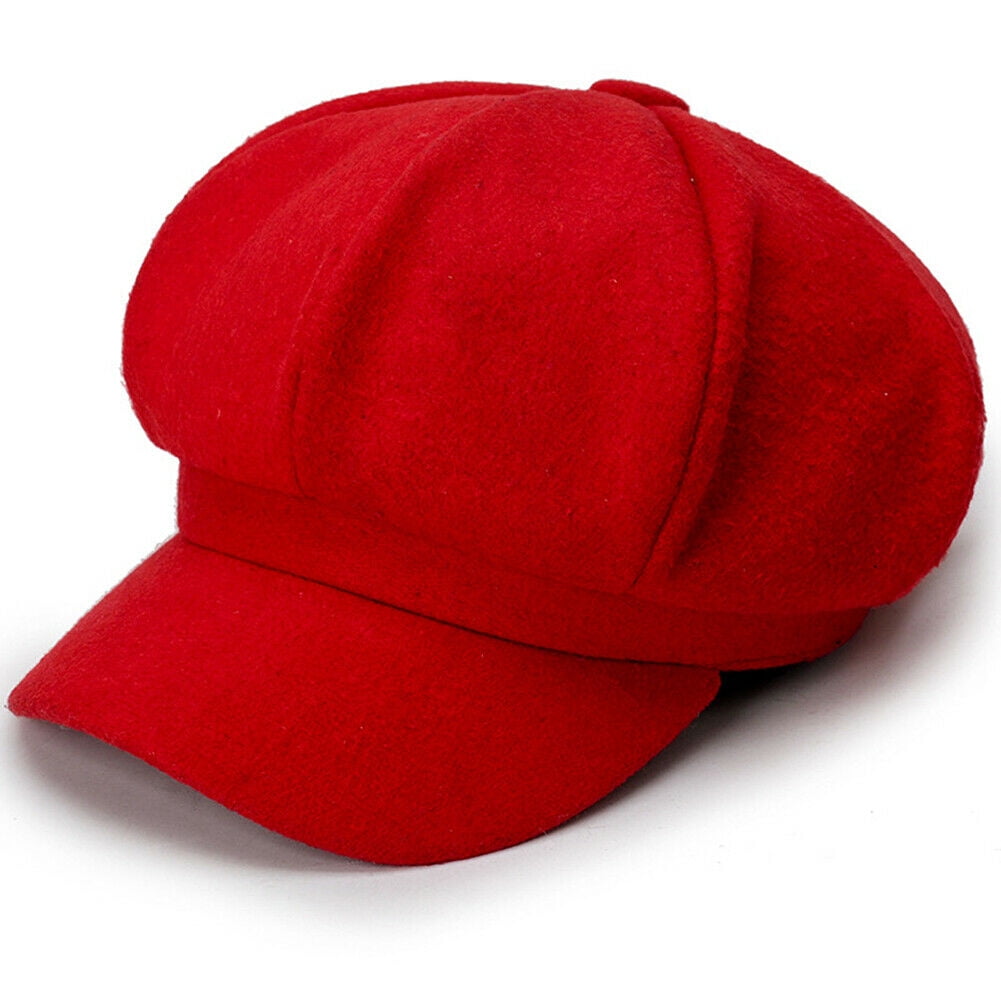 Women Vintage Newsboy Cabbie Peaked Beret Cap Warm Baker Boy Visor Hat Flat Cap 