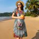 thumbnail image 4 of Fotbe Vintage Colorful Floral Cow Vestido Largo de Moda para Mujer, Vestido Tipo Camiseta con Manga Corta y Estilo Casual a Rayas y Bloques de Color, 4 of 6