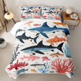 thumbnail image 2 of meiyoeat Vintage Ocean Shark Quilt Full for Boys Girls, Coastal Nature Coral Animal Full Bedspread Sets, 3-Piece, 2 of 7