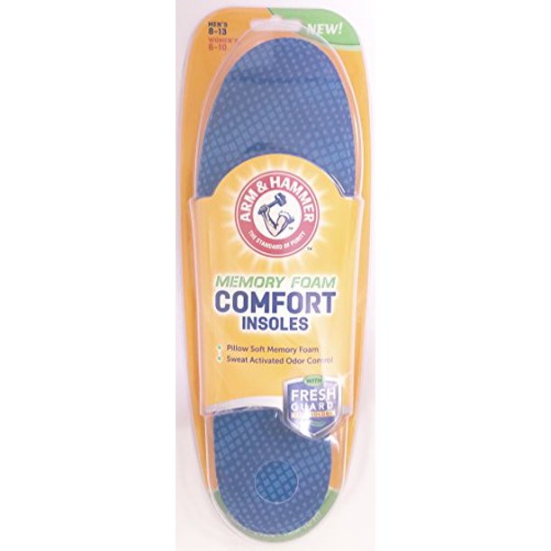 3 Pack Arm & Hammer Memory Foam Comfort Insole Men Size 813 Women Size 610 1Ea