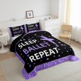 thumbnail image 3 of jejeloiu Girly Ballerina Queen Comforter Set,Ballet Dancer Bedding Sets,Purple Bling Heart Bedding Comforter Set For Teens,Luxury Bedroom Decor Reversible,3 Pieces, 3 of 8
