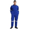thumbnail image 2 of YONGHS Men's Work Coveralls Loose Fit Lightweight Reflective Strips Mechanics Jumpsuits Workwear Blue L/170, 2 of 7