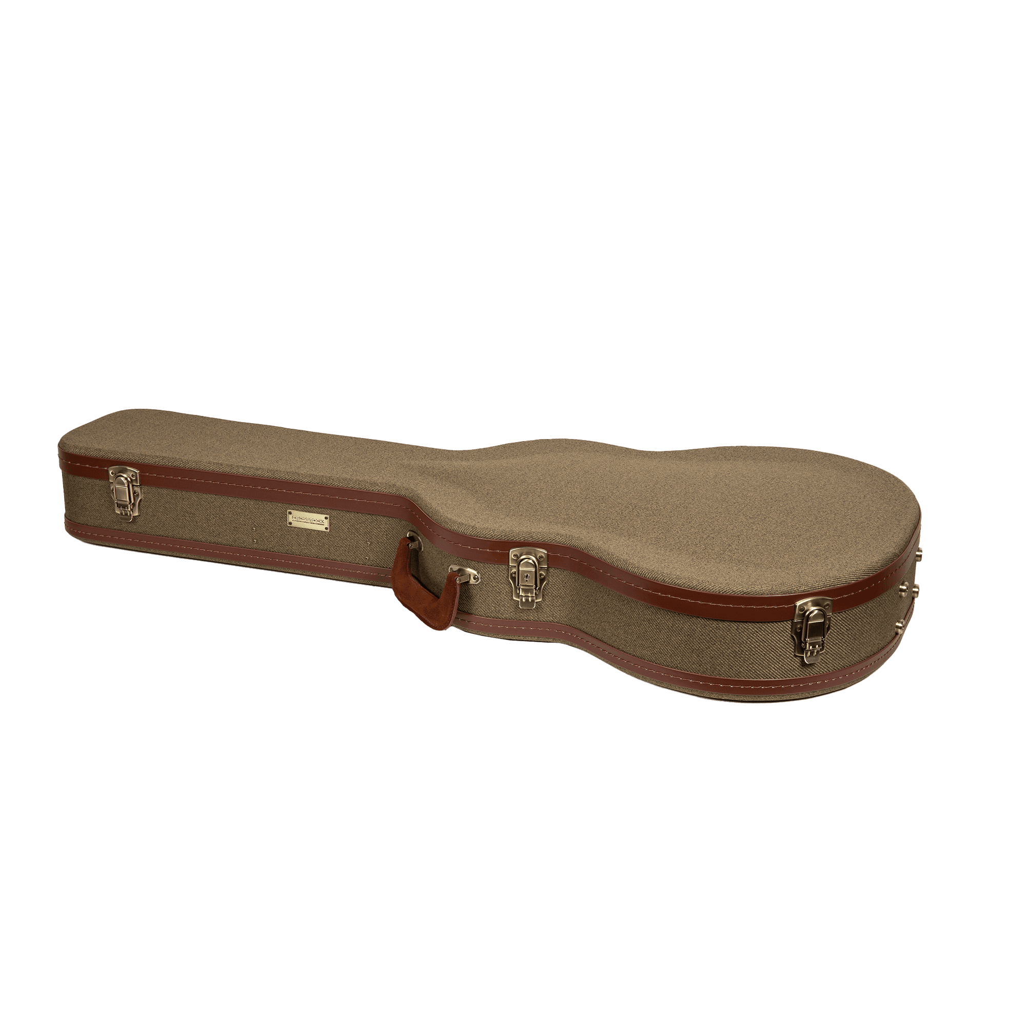 Crossrock Master Series-Wooden 335 Style 6-string Semi-Hollow Electric Guitar Case-Security Lock, Genuine Leather Handle, Reinforced Hardware, Metal Feet, Storage Space- Olive Green Tweed