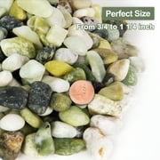 10lbs Nature Jade Pebble Decorative Rocks for Plants, Fish Tank, Matte Texture and Smooth Edge, 3/4 to 1.25, Mixed Color