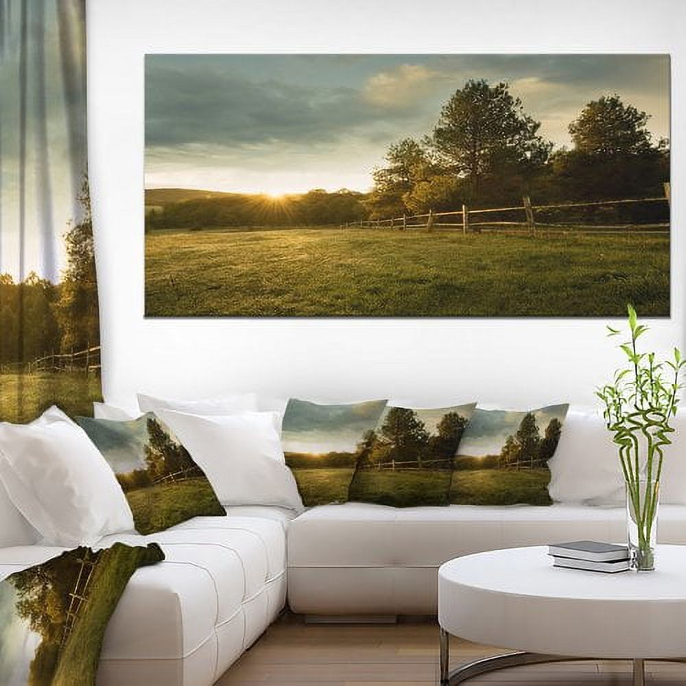 Designart 'Beautiful Sunrise in the farm ' Landscape Canvas Art Print