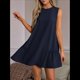 thumbnail image 3 of Vestido Tipo Chaleco Sin Mangas con Cuello Redondo en Color Liso, Azul Marino, Talla M, 3 of 6