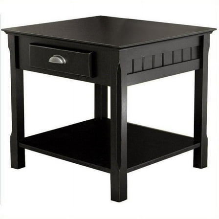 Winsome Wood Timber End Table with Drawer, Black Finish