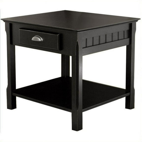 Winsome Wood Timber End Table with Drawer, Black Finish