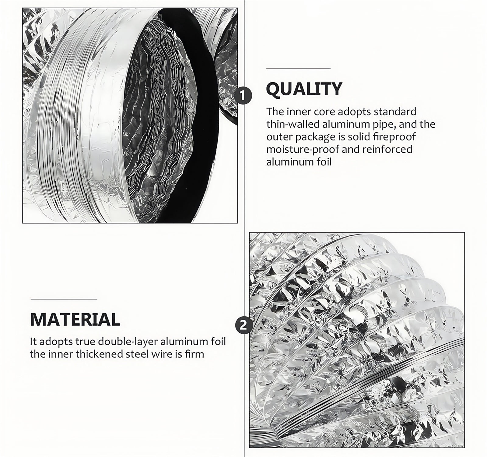5 inch id 5 ft Flexible Aluminum Duct Hose for Dryer Range Hood Vent