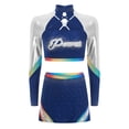thumbnail image 3 of Alvivi Costume de Cheerleading pour Femmes Robe d'Uniforme Ensemble 2 Pcs Haut Court à Manches Longues avec Mini-Jupe Bleu Marine P, 3 of 6