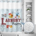 thumbnail image 4 of No Hook Shower Curtain with Built-in Rings - Laundry Room Washable Waterproof Fabric Bathroom Curtains for Hotel,Rentals, 60 X 72 Inch Long , Blue Floral Texture, 4 of 9