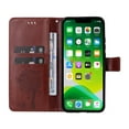 thumbnail image 3 of Wallet Case for iPhone 14 Plus 6.7" 2022, Allytech Embossed Tree&Cat PU Leather and TPU Bumper Anti-Shock Drop Proof Hand Strap Case for iPhone 14 Plus 5G, Coffee, 3 of 5
