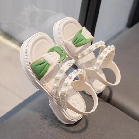 

2024 Summer New Girls Shoes Soft Sole Sandals Pearl Shoes Children‘s Small Middle and Large Children‘s Beach Shoes Non-slip