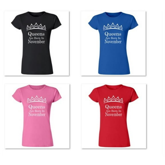 Tiara Queens Are Born In November Printed Lady T-shirt Short Sleeve T-Shirt Birthday Gift Soft and Comfy Shirt, Lightweight Shirt Black Tee Small