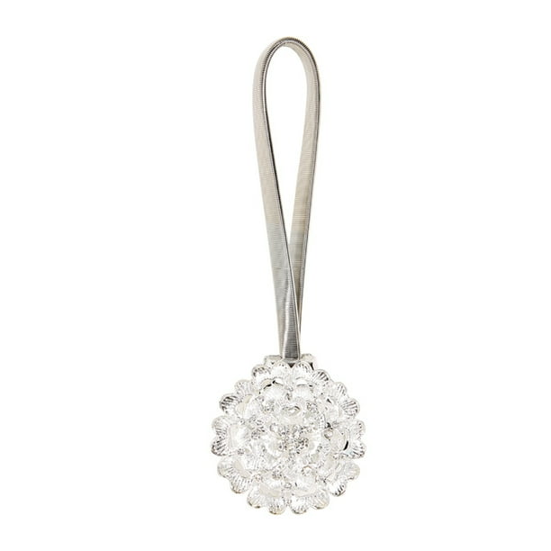 Simplify Magnetized Iron And Plastic Curtain Tie Back In Silver Finish Com Plastic Curtain Tie, Silver Curtain Tie Backs