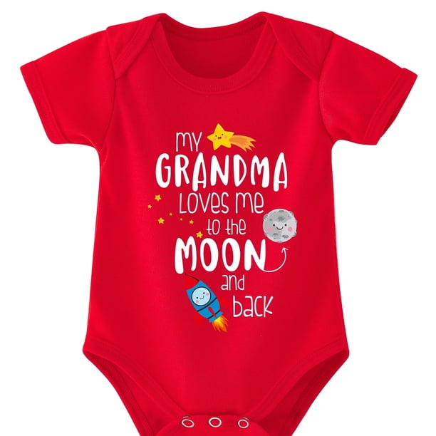 Baby Girls Cute Casual Romper With "My Grandma Loves Me To The Moon" Print For Summer Pregnancy Gift